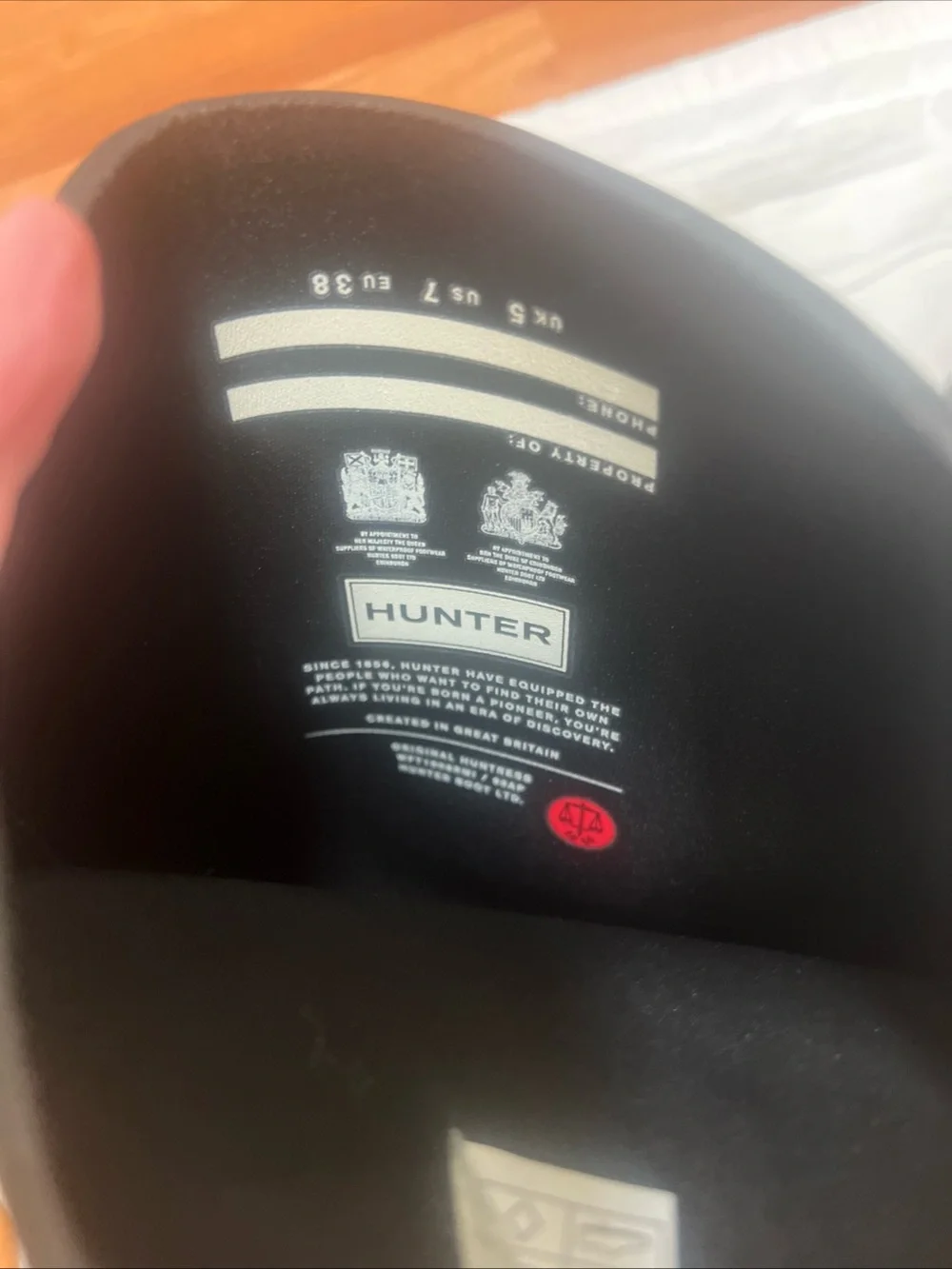 Hunter Original Tall Rain Boots Women’s 7 Black Waterproof NWOB